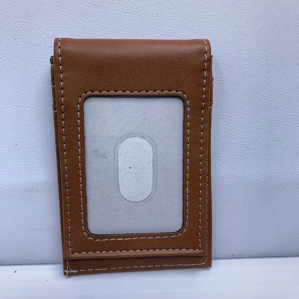 NFL Men OS Brown Houston Texans Magnetic Money Clip Card Holder Wallet New